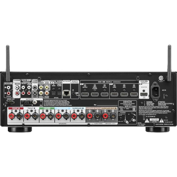 Denon AVRX1700H | Récepteur AV 7.2 canaux - Cinéma maison - Audio 3D - 8K - HEOS - 80 W / Canal - Noir-SONXPLUS Rimouski
