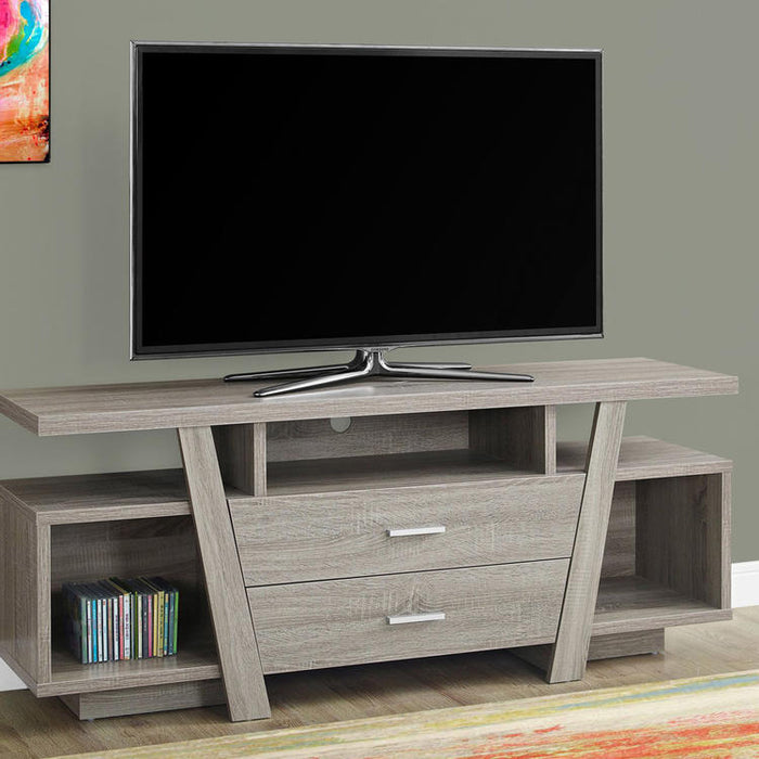 Monarch Specialties I 2721 | Meuble TV - 60" - 2 Tiroirs de rangement - Taupe foncé-SONXPLUS Rimouski
