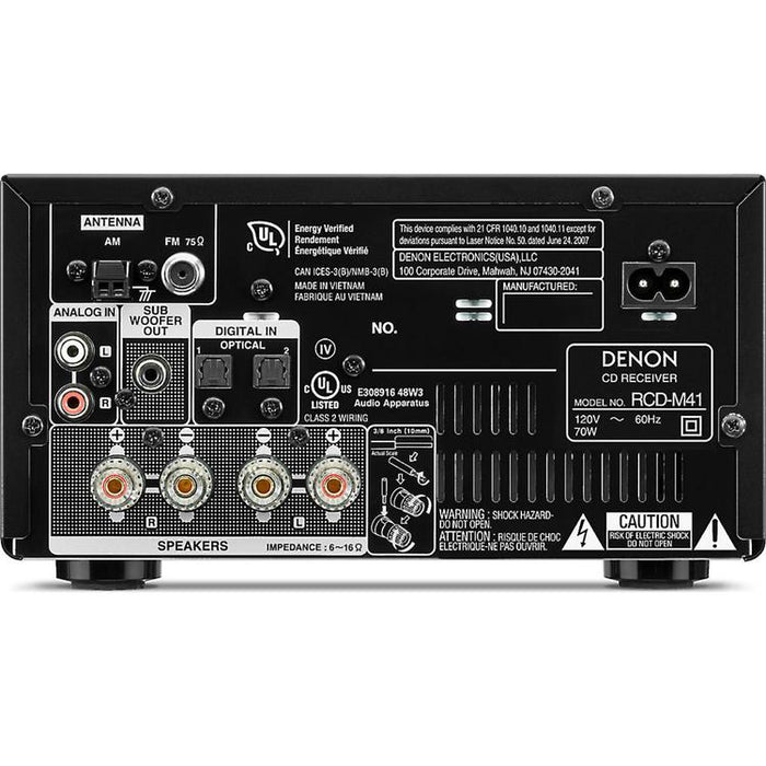 Denon DM-41SBK | Micro-Chaîne Hi-Fi sans fil - 2 Canaux - Bluetooth - Noir-SONXPLUS Rimouski