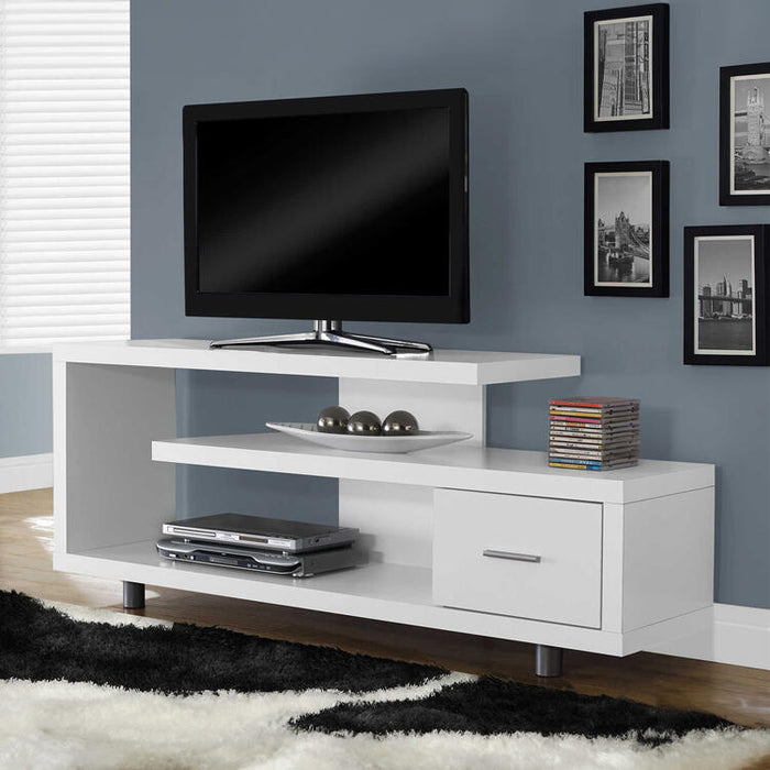 Monarch Specialties I2573 | Meuble TV - 60" - 1 Tiroir - Blanc-SONXPLUS Rimouski