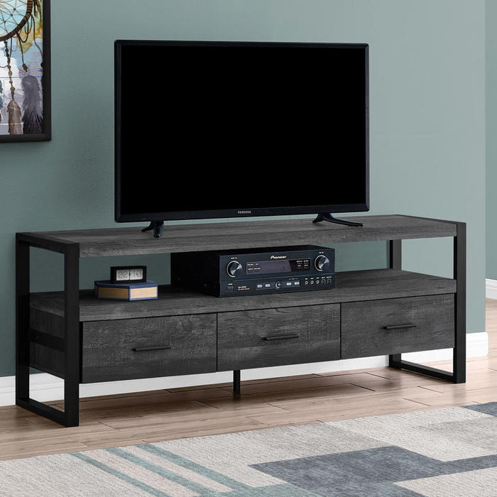 Monarch Specialties I 2823 | Meuble TV - 60" - 3 Tiroirs - Imitation Bois - Noir-SONXPLUS Rimouski
