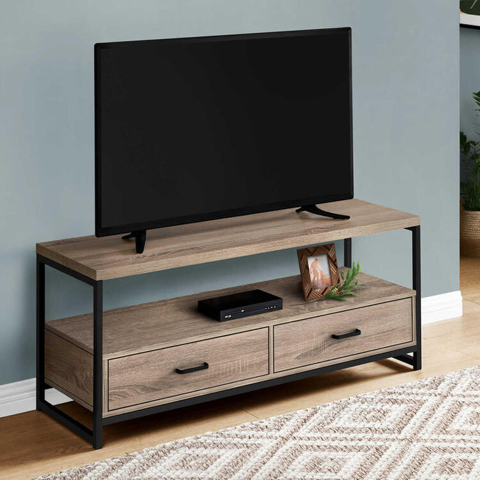 Monarch Specialties I2872 | Meuble TV - 48" - 2 Tiroirs de rangement - Taupe foncé-SONXPLUS Rimouski
