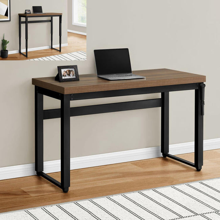 Monarch Specialties I 7675 | Meuble d'ordinateur - 48" - Hauteur ajustable - Style contemporain - Base en métal noir - Imitation bois noyer-Sonxplus Saint-Sauveur