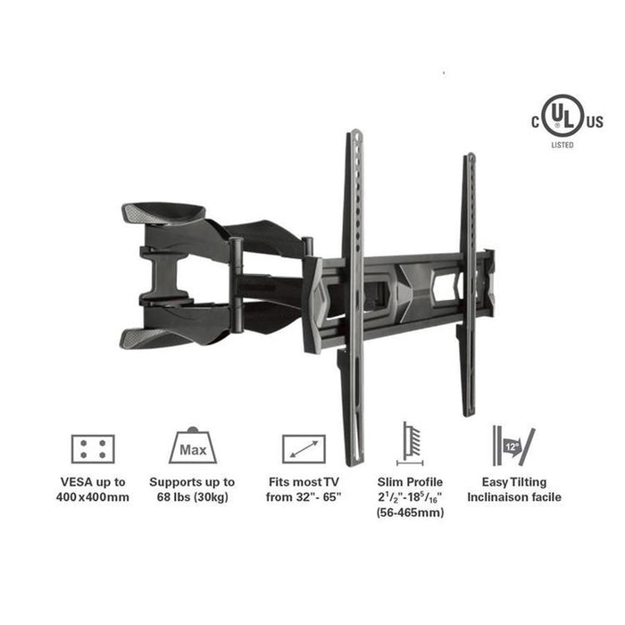 Syncmount SM-3265FM | Articulating wall mount for TV 32" to 65" - Up to 66 lbs-SONXPLUS Rimouski