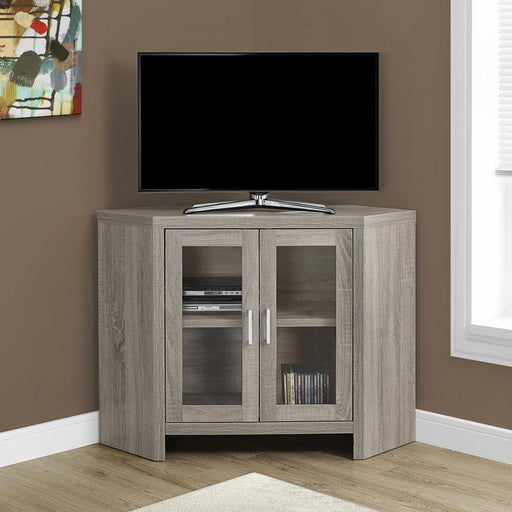 Monarch Specialties I 2701 | Meuble TV - 42" - En coin - Portes vitrés - Taupe Foncé-SONXPLUS Rimouski