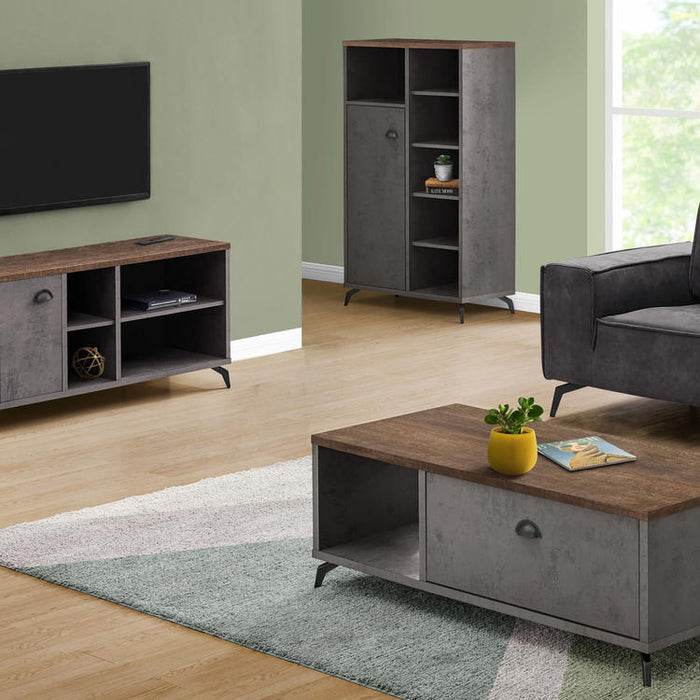 Monarch Specialties I 2830 | TV stand - 48" - Imitation wood - Medium brown - Grey imitation concrete-SONXPLUS Rimouski