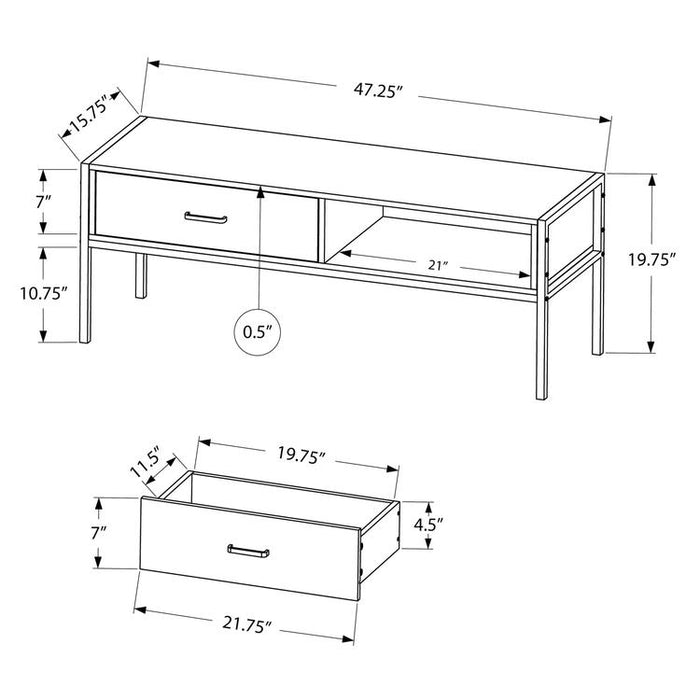 Monarch Specialties I 2876 | TV stand - 48" - Black metal - Dark taupe-SONXPLUS Rimouski