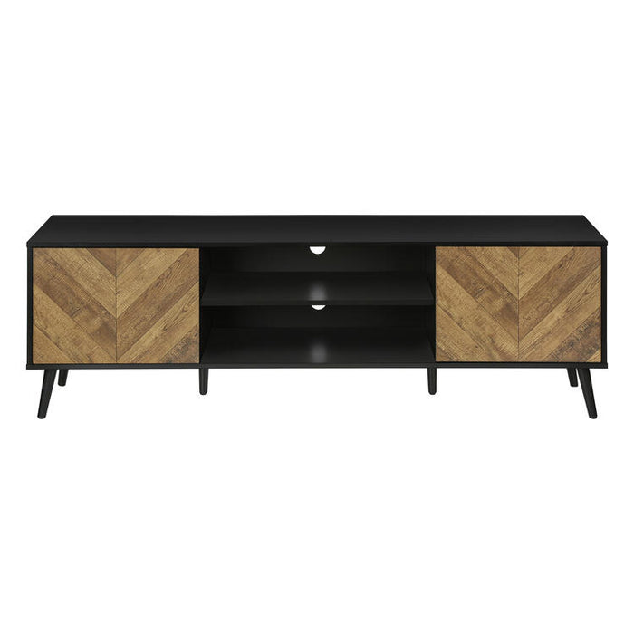 Monarch Specialties I 2781 | 72'' TV stand - Black base - With 2 wood effect doors-SONXPLUS Rimouski