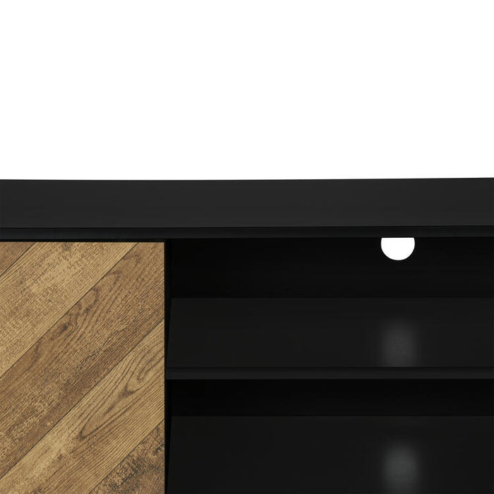 Monarch Specialties I 2781 | Meuble pour téléviseur 72'' - Base noir - Avec 2 portes simili-bois-SONXPLUS Rimouski