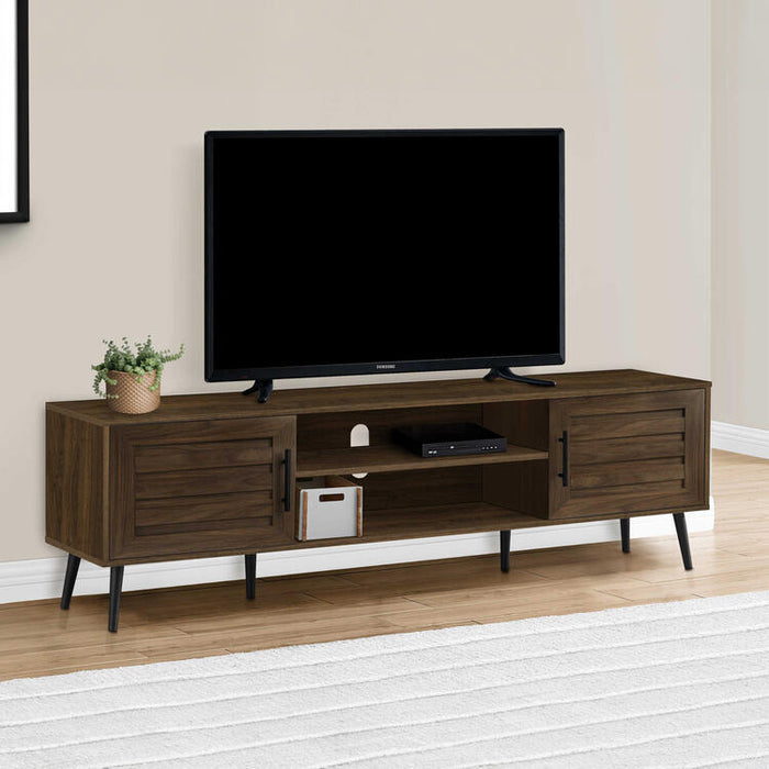 Monarch Specialties I 2717 | 72'' TV stand - Brown imitation wood - With 2 doors-SONXPLUS Rimouski