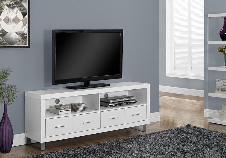 Monarch Specialties I2518 | Meuble TV - 60" - 4 Tiroirs - Blanc-SONXPLUS Rimouski