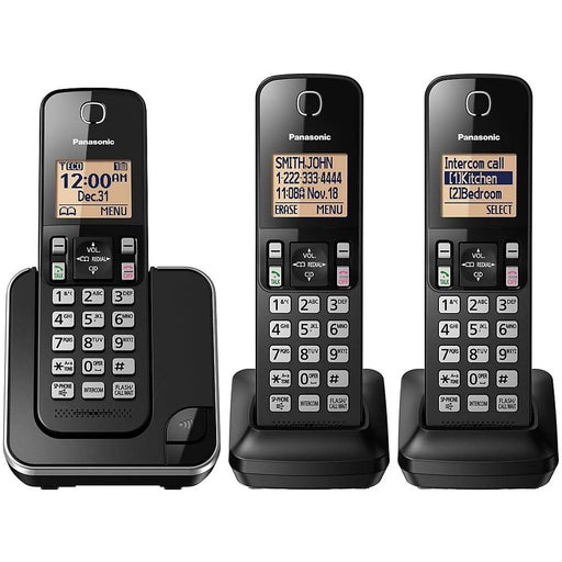 Panasonic KX-TGC383B | Cordless phone - 3 handsets - Black-SONXPLUS Rimouski