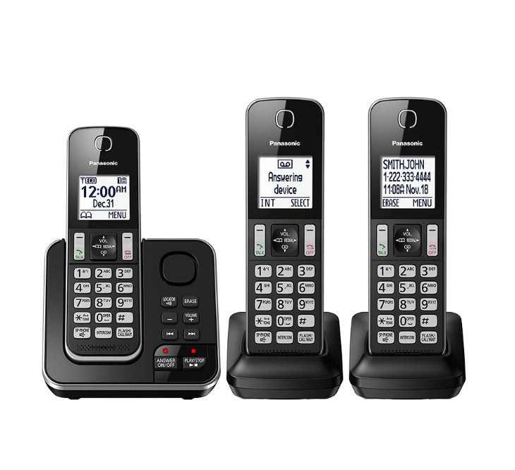 Panasonic KX-TGD393B | Cordless phone - 3 handsets - Answering machine - Black-SONXPLUS Rimouski