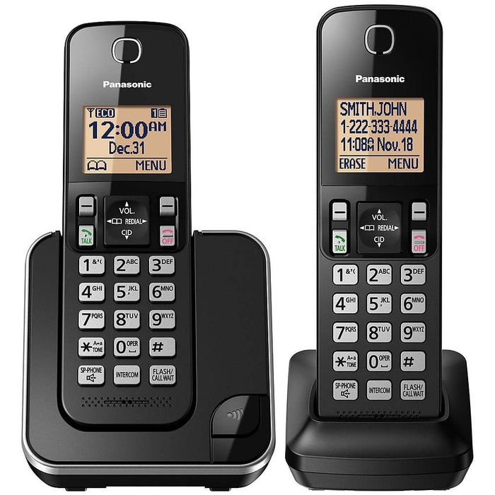 Panasonic KX-TGC382B | Cordless phone - 2 handsets - Black-SONXPLUS Rimouski