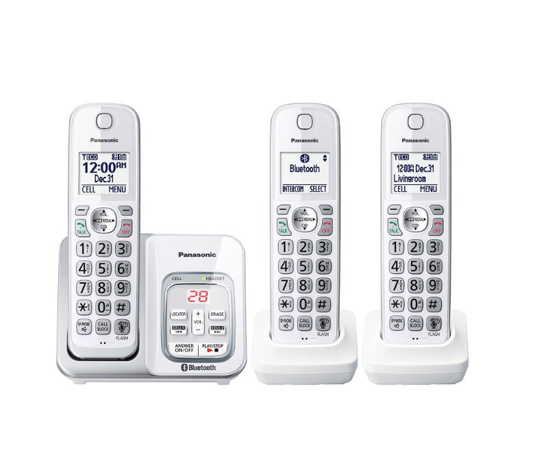 Panasonic KX-TGD593W | Cordless phone - 3 handsets - Cellular link - Answering machine - Bluetooth - White-SONXPLUS Rimouski