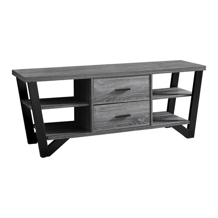 Monarch Specialties I2762 | TV stand - 60" - 2 Storage drawers - Grey/Black-SONXPLUS Rimouski