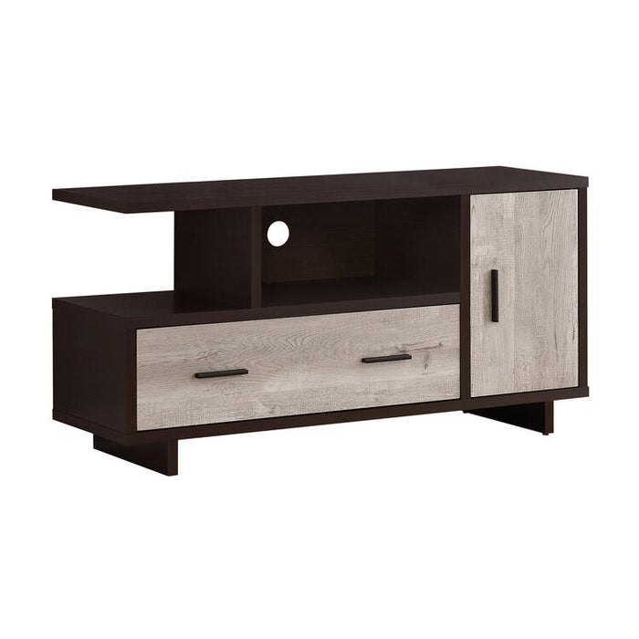 Monarch Specialties I2805 | TV stand - 48" - 1 Drawer - 1 Cabinet - Espresso/Taupe-SONXPLUS Rimouski