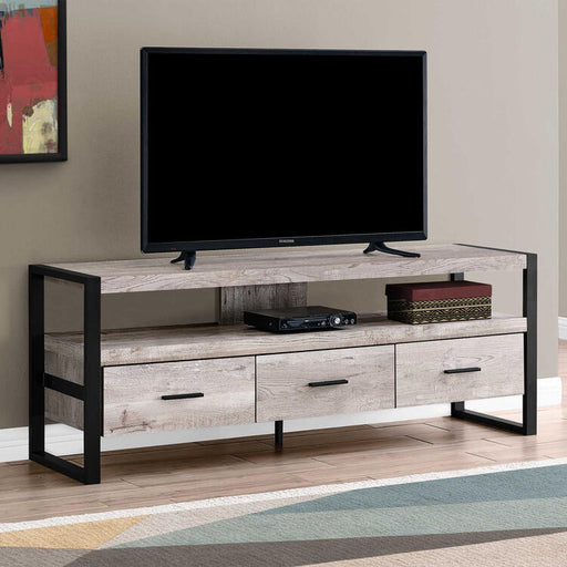 Monarch Specialties I2822 | TV stand - 60" - 3 Drawers - Taupe-SONXPLUS Rimouski