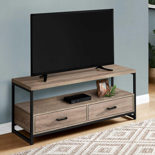 Monarch Specialties I2872 | TV stand - 48" - 2 Storage drawers - Dark taupe-SONXPLUS Rimouski