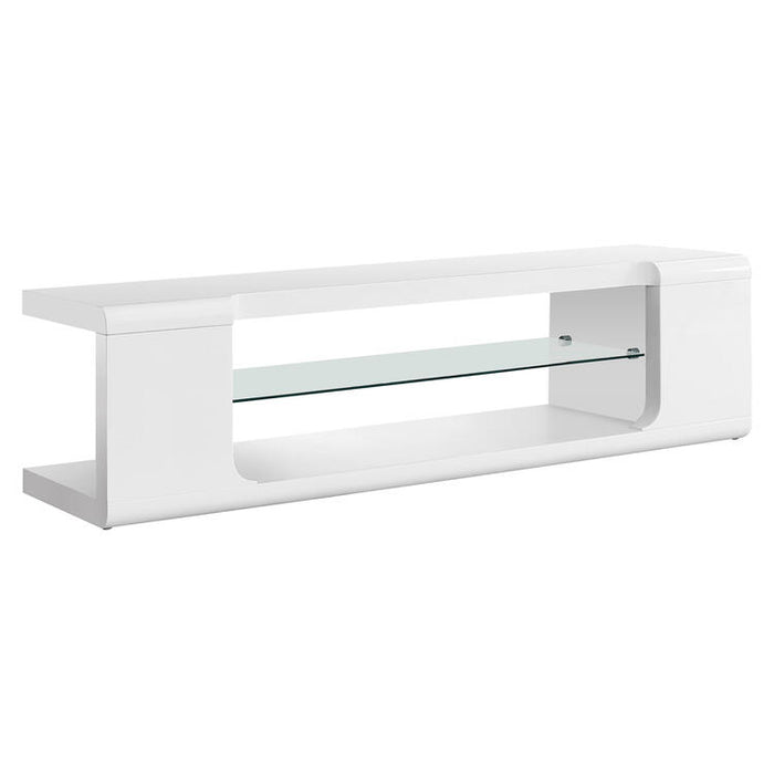 Monarch Specialties I3535 | Meuble TV - 60" - 1 Tablette en verre - Blanc-SONXPLUS Rimouski