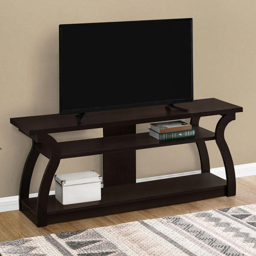 Monarch Specialties I 2667 | TV stand - 60" - Open concept with 3 levels - Espresso-Sonxplus 