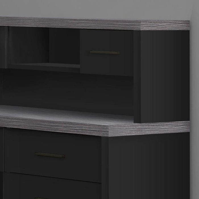 Monarch Specialties I 7430 | Computer cabinet - Corner - L-shaped design - Left or right orientation - With drawers - Grey top - Black-SONXPLUS Rimouski