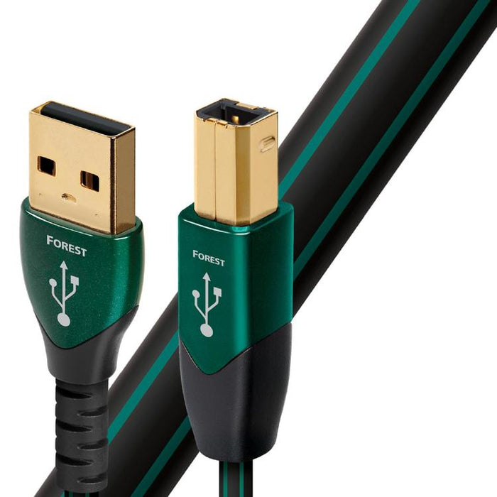 Audioquest Forest | USB A to USB B Cable - USB 2.0 Version - 0.75% Solid Silver Conductor - 0.75 Meters-Sonxplus Rimouski