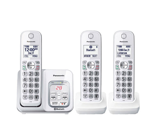 Panasonic KX-TGD593W | Cordless phone - 3 handsets - Cellular link - Answering machine - Bluetooth - White-Sonxplus 