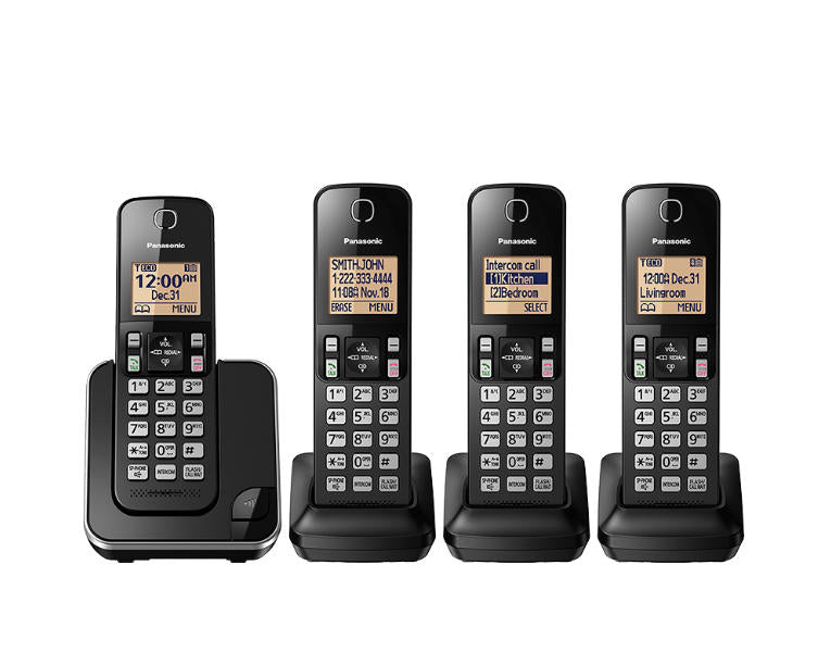 Panasonic KX-TGC384B | Cordless phone - 4 handsets - Black-Sonxplus 