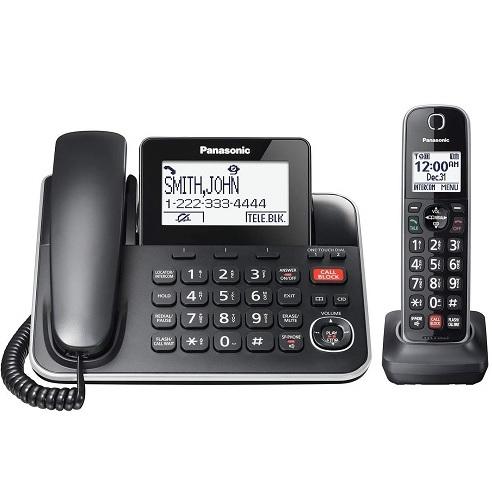 Panasonic KXTGF870B | Combo cordless phone - 1 fixed handset and 1 cordless handset - Answering machine - Black-Sonxplus 