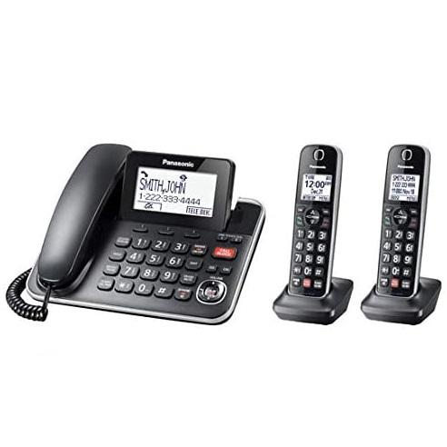 Panasonic KXTGF872B | Combo cordless phone - 1 fixed handset and 2 cordless handsets - Answering machine - Black-SONXPLUS.com